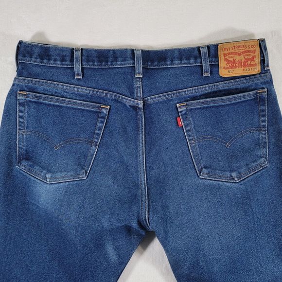 Levi's 517 Mens Jeans 40 x 29 Boot Cut Blue Denim High Rise Red Tab Pants Casual - Picture 5 of 11